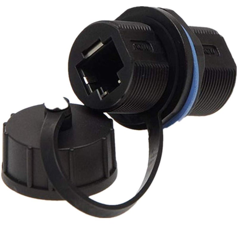 ANMBEST Panel Mounting Shielded RJ45 Waterproof Cat5/5e/6 8P8C Connector Ethernet LAN Cable Connector Double Head Coupler Adapter Female to Female with Waterproof/Dust Cap - Image 1